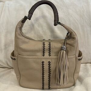 Brighton Kalena shoulder handbag - Leather - Beige and grey leather detail